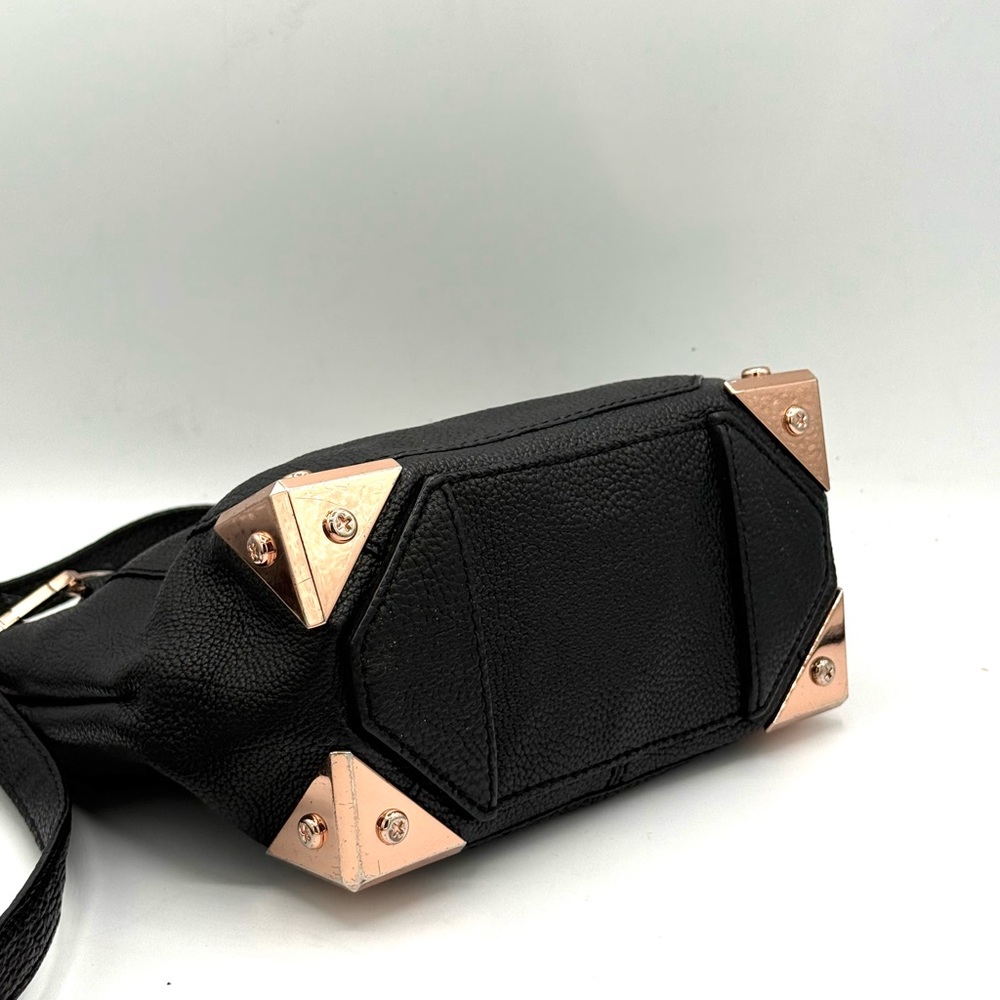 ALEXANDER WANG Marion Prisma Black Pebbled Leather & Rose Gold Crossbody Bag - Picture 9 of 16